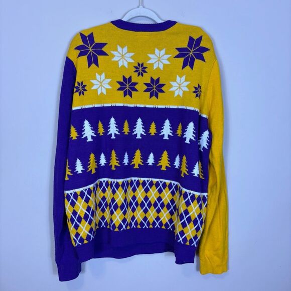 NFL Minnesota Vikings Football Holiday Purple & Yellow Sweater Men's XXL - Picture 2 of 7